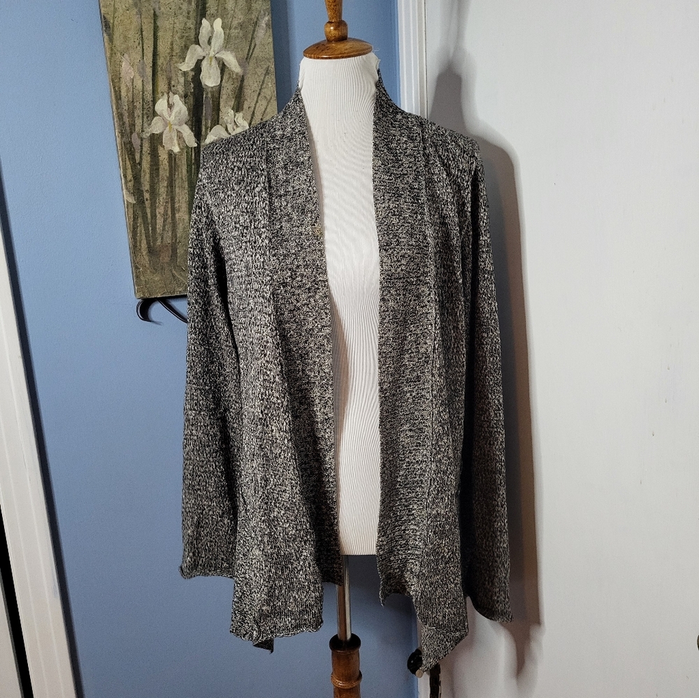 Eileen Fisher Cardigan Sweater Gray Verigated 1X Open Front